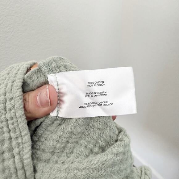 [Three Dots] Sage Green Cotton Gauze Waffle Oversized Shift Dress Size Large L - Picture 12 of 12